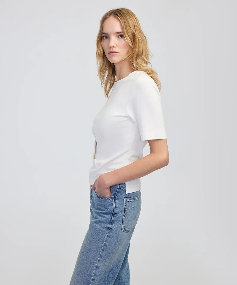 ابيكول Short Sleeve Blouse with Buckle